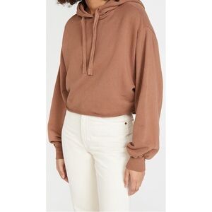 FRAME Crop Easy Hoodie Faded Tawny Caramel Brown in Size Small
